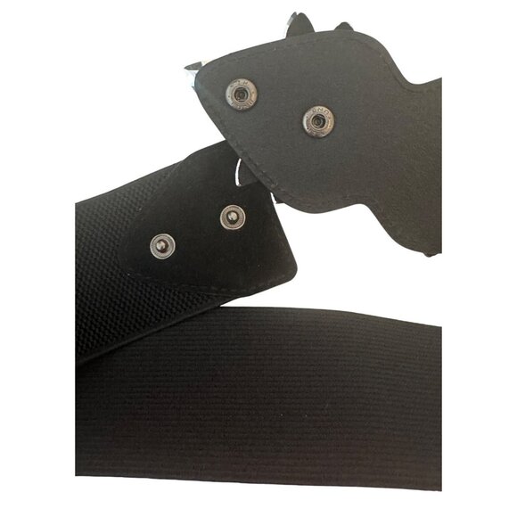 NEW 2/$30 Vintage Style Black/Silver Rose Rhinestone Stretch Belt Snap Closure - Picture 7 of 9